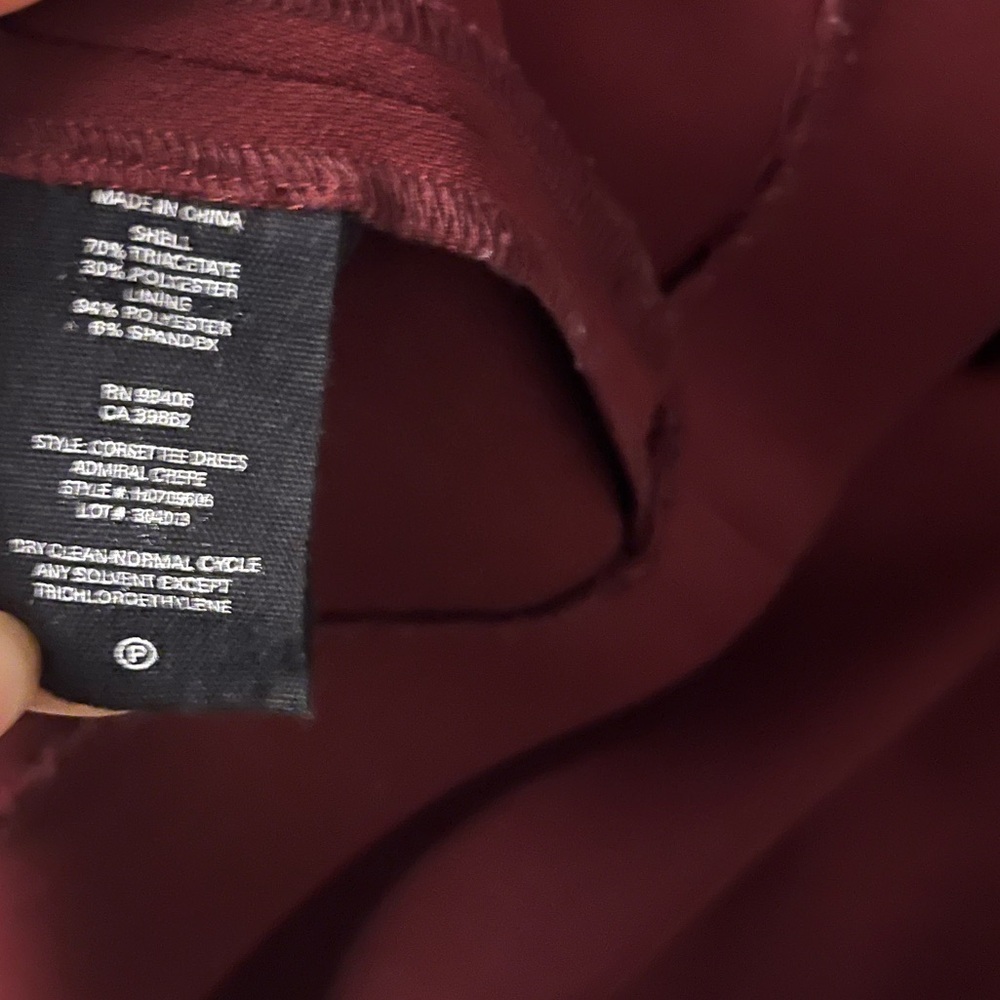 Theory Burgundy Admiral Crepe Fit & Flare Shirt Sleeve Round Neck Dress Sz 00 - Picture 16 of 16